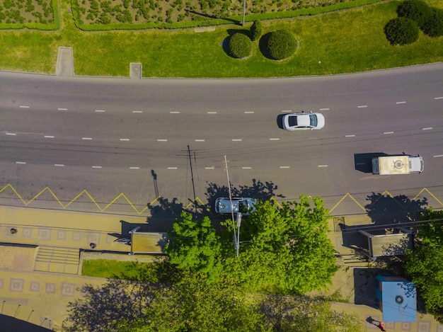 Aerial City Transport Collection Draufsicht auf städtische Straßen und Stadtstraßenstau