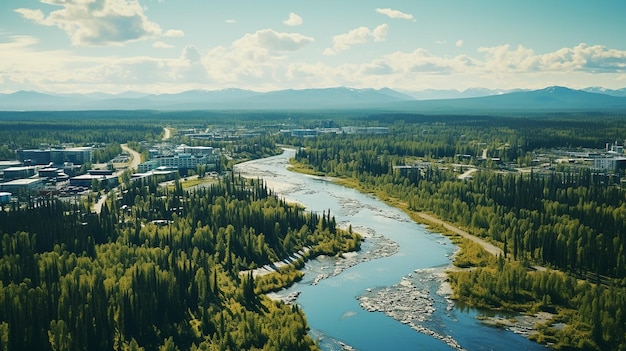 Foto aerial majesty alaska fairbanks concept com uma vista panorâmica