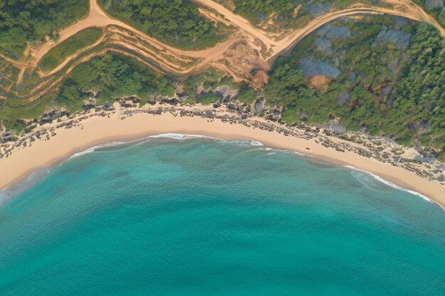 Aerial Serenity Beautiful Beach Sand de cima
