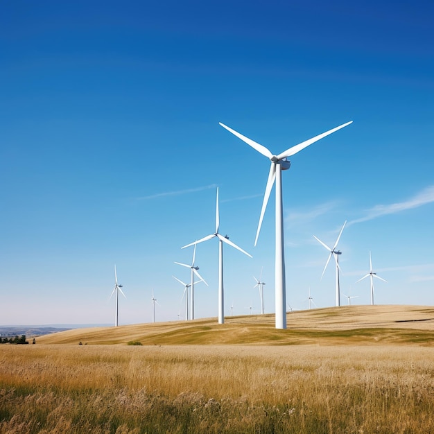 Aerogeneradores contra el cielo claro