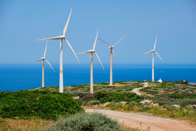 Aerogeneradores. Isla de Creta, Grecia