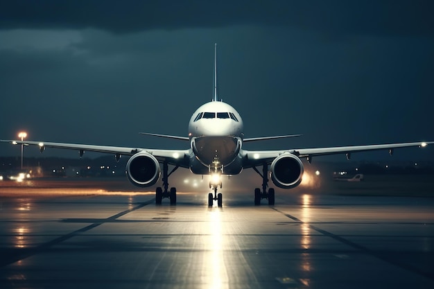 Aeronaves com destino ao céu a decolar ou a aterrar na pista de pouso do aeroporto IA generativa