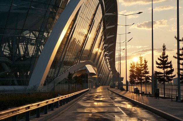 Aeroporto com uma estrada