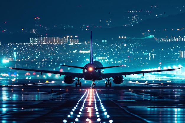 Aeroporto iluminado avião noturno Gerar Ai