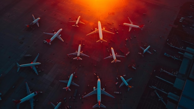 aeropuerto top arial dron viewconcepto de viaje