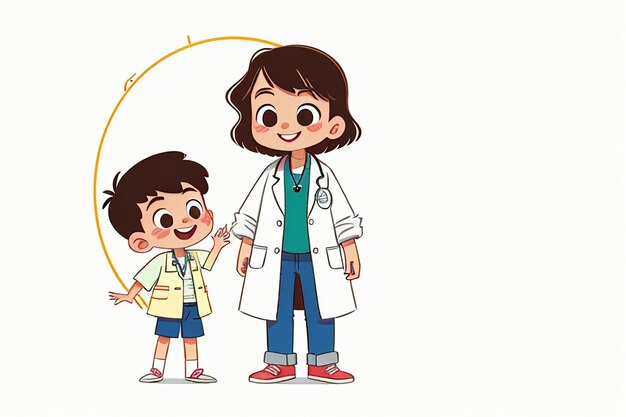 Ärzte und Kinder erklären Wissensförderungsinhalte, Cartoon-Anime-Hintergrundhintergrund