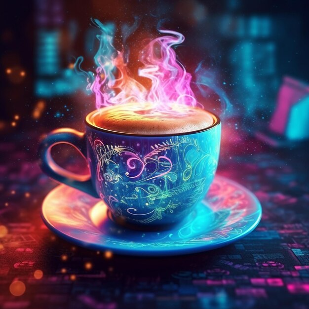 Foto aestética taça de café quente com um aspecto criativo