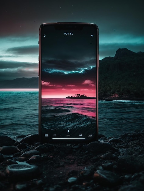Aesthetic Island ambled economizador de bateria preto de néon escuro água papel de parede de telefone HD