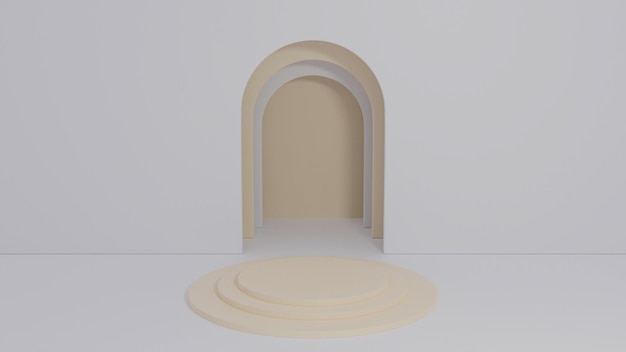 ästhetisch abgerundetes Podium und Tor Produktplatzierung Premium-Foto 3D-Rendering