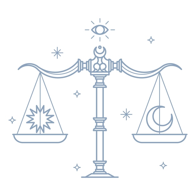 Ästhetische Waage png Aufkleber Linie Kunst astrologische grafische transparente Hintergrund