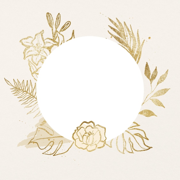 Ästhetischer Blumenrahmen mit goldener Blumenlinie, Zeichnung für Valentinstagskarten