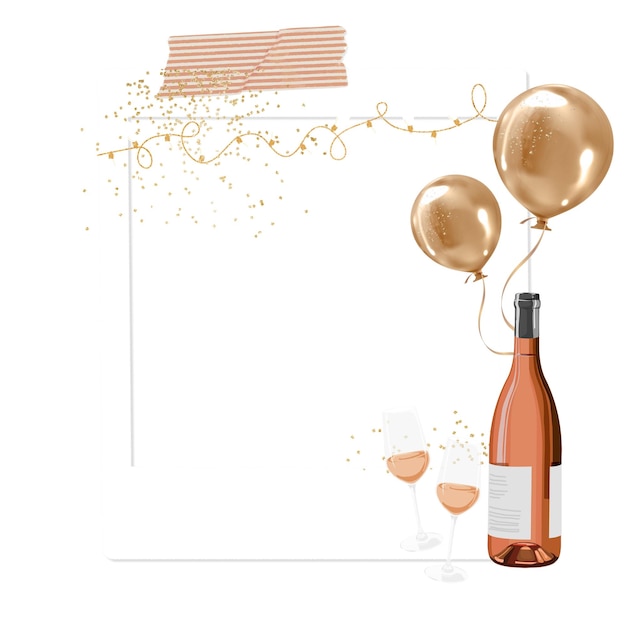 Ästhetischer Champagner png-Rahmen sofortiger Fotofilm transparenter Hintergrund