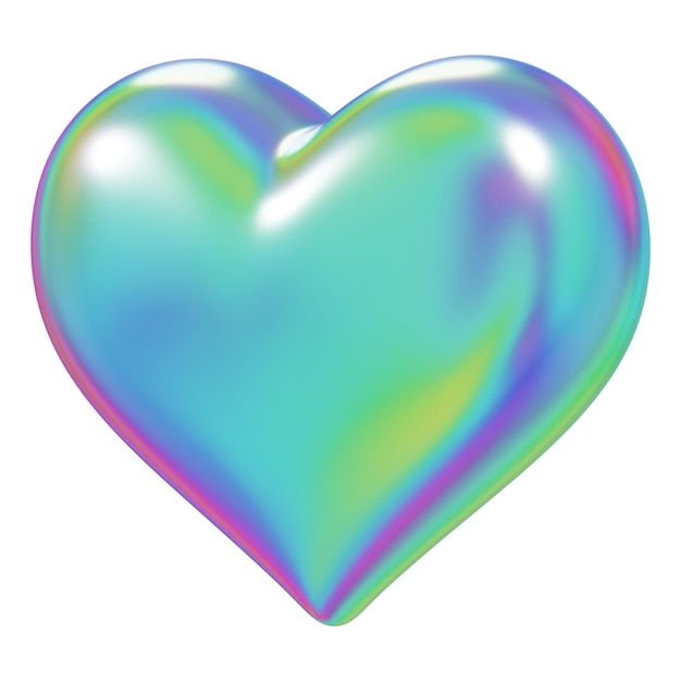 Ästhetisches holographisches Herz png 3D-Element transparenter Hintergrund