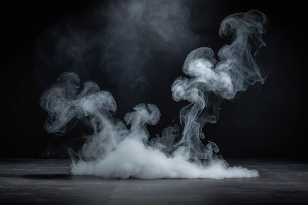 Foto Ätherisch blauer rauch wirbelt auf schwarzem hintergrund