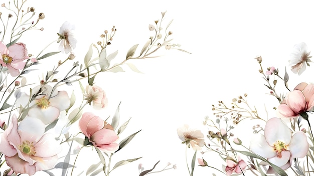 Ätherische Blumenarrangement mit zarten Blüten und Pastellfarben