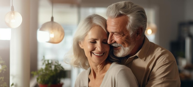 Afectuosa y cariñosa pareja de ancianos que pasa tiempo de calidad después de la jubilación o de vacaciones