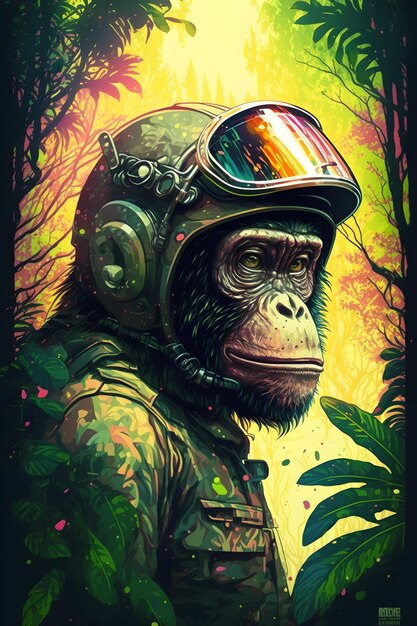 Affe im Dschungel. digitale Kunst