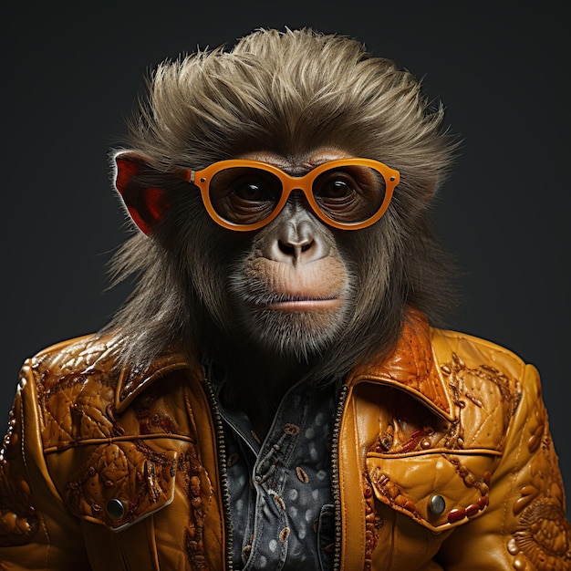 Affe mit Brille und Jacke