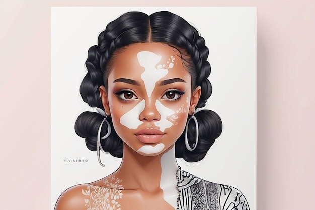 Affirmation Card mit Vitiligo Girl Illustration Generative KI