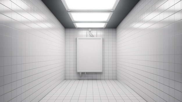 Afiche blanco realista de IA generativa maqueta en blanco sobre una plantilla de arte de fondo minimalista