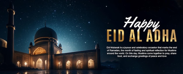 Afiche de Eid al - fitr para eid al - fitr con una mezquita al fondo