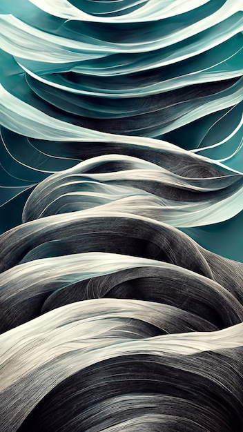 Afiche de fondo gris abstracto con ilustración 3D de ondas dinámicas