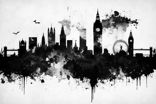 Afiche del horizonte londinense con la pintura horizonte londinense de mgl meiklejohn