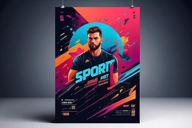 Afiches modernos de colores para deportes Ilustración vectorial