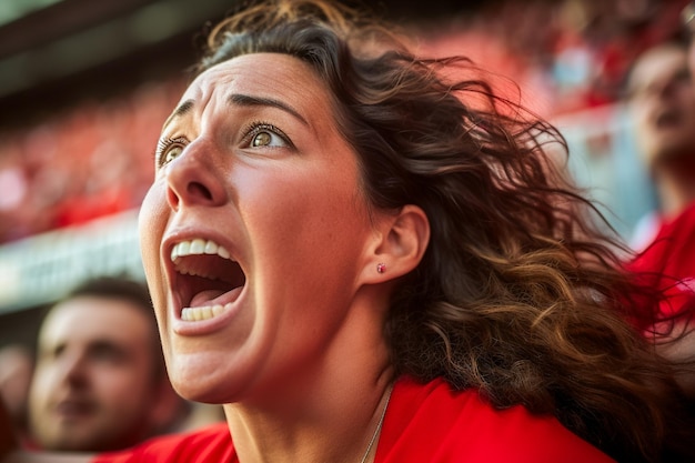 Aficionadas españolas de fútbol en un estadio de la Copa del Mundo celebrando la victoria de la selección española de fútbol