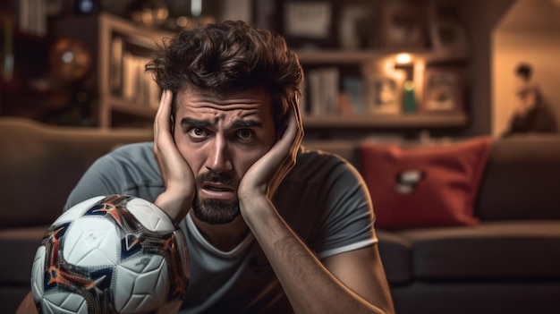 Un aficionado al fútbol está muy molesto Creado con tecnología de IA generativa
