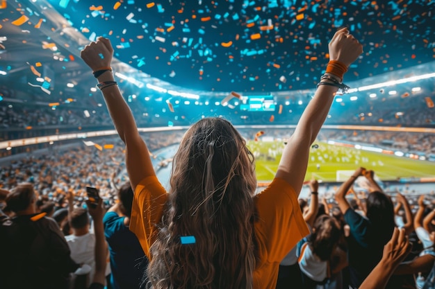 Aficionados al fútbol aplaudiendo en el estadio