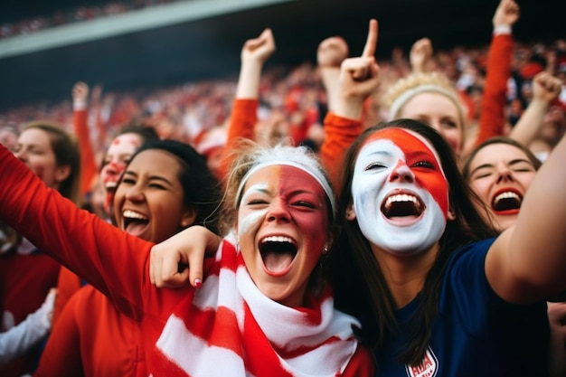 Aficionados al fútbol femenino celebrando la victoria del campeonato