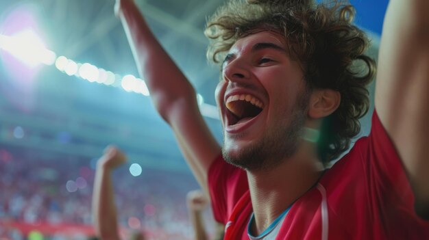 Foto los aficionados aplauden con alegría en el evento del estadio azul eléctrico