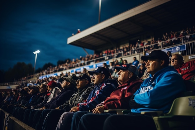 Aficionados de la noche del campeonato sentados en las gradas