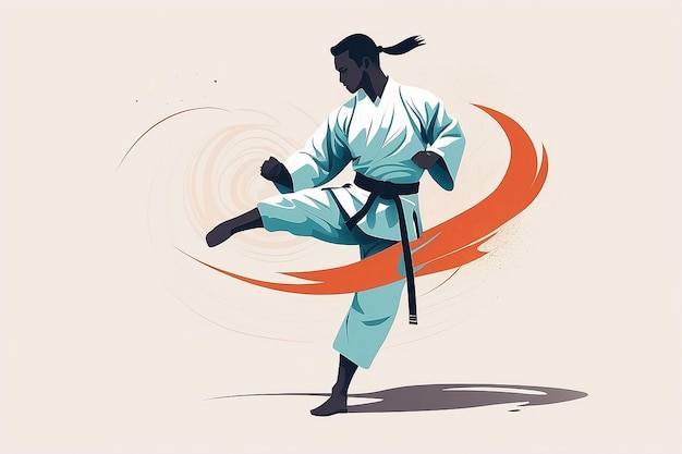 Foto afirmação de karate ilustração mínima de artista marcial ia generativa