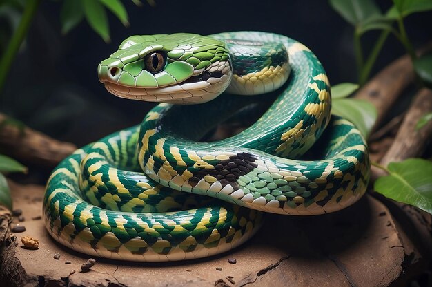 Foto afirmación de herpetólogos con ia generativa de compañero de serpiente