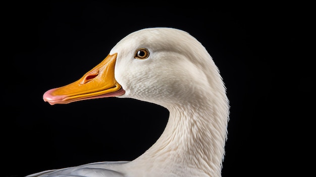Aflac Duck Profil isoliert auf schwarzem Hintergrund Ikonisches Versicherungsmaskottchen
