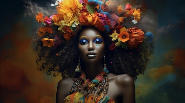 African Day Culture Portrait Illustration Generative Ai