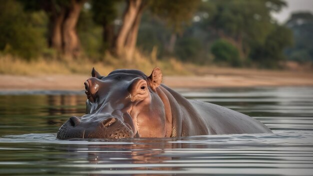 Foto africano hipopótamo anfíbio