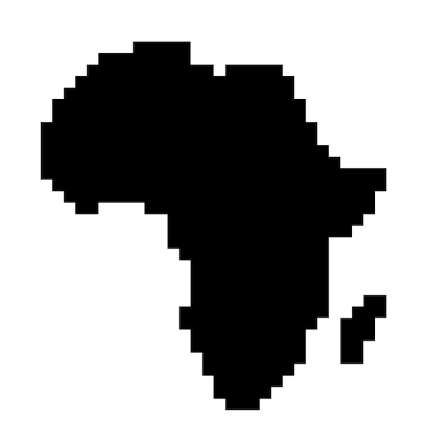 Afrika-Kartensilhouette aus schwarzen quadratischen Pixeln. Vektor-Illustration.