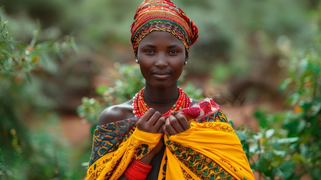 Afrikanerin hält stolz eine kleine kenianische Flagge