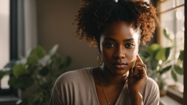 Afrikanisch-amerikanische junge Frau trägt eine DIY-Gesichtsmaske für die Hautpflege Selbstpflege-Konzept