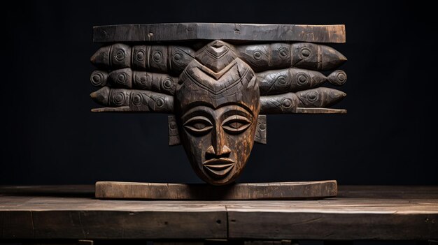 Afrikanische Stamm Holzmaske Ein Kunstwerk im Stil der Barbizon-Schule mit historischer Bedeutung