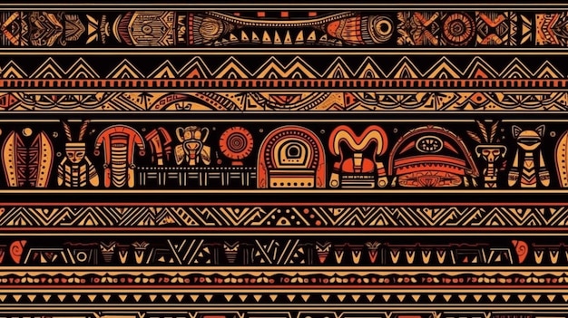 Afrikanische Stammesmuster Hintergrundtextur Design drucken traditionelle Kunst Generative KI