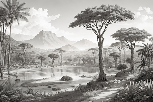 afrikanische Waldlandschaft Hintergrund