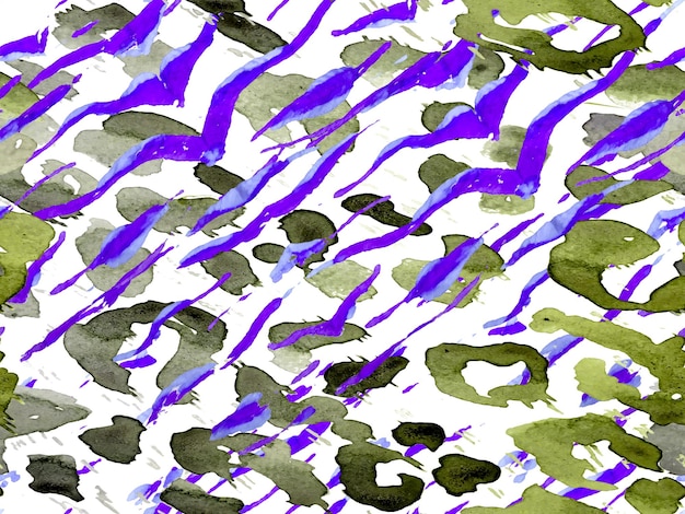 Afrikanisches Muster. Streifen nahtloses Muster. Proton Purple Zebra Skin Print. Tierischer Tarnhintergrund. Aquarell-Tarnmuster. Abstrakte Safari-Fliese. Geometrische Tierstruktur.