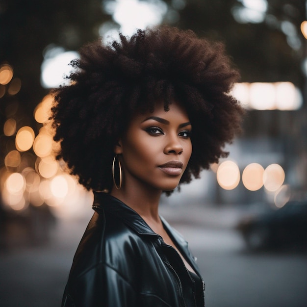 Afro-junge erwachsene Frau strahlt Selbstvertrauen aus, ein von der KI erzeugtes Bild