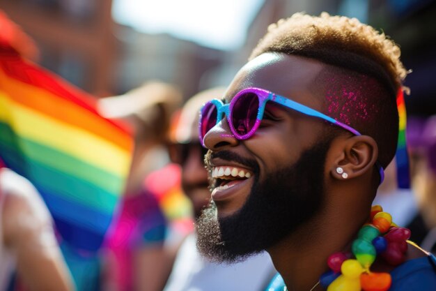 Afro-Junge nimmt an der Gay Pride Day-Parade teil