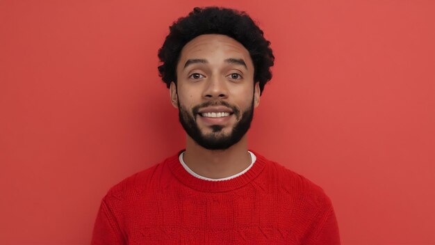 Foto afroamerikaner mit rotem pullover