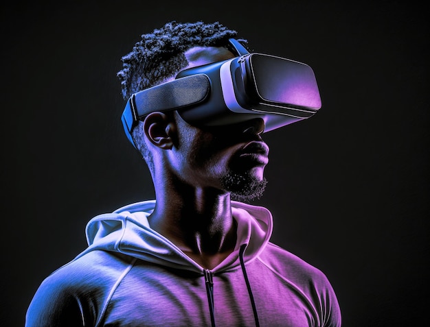 Afroamerikanermann in VR-Brille generative ai